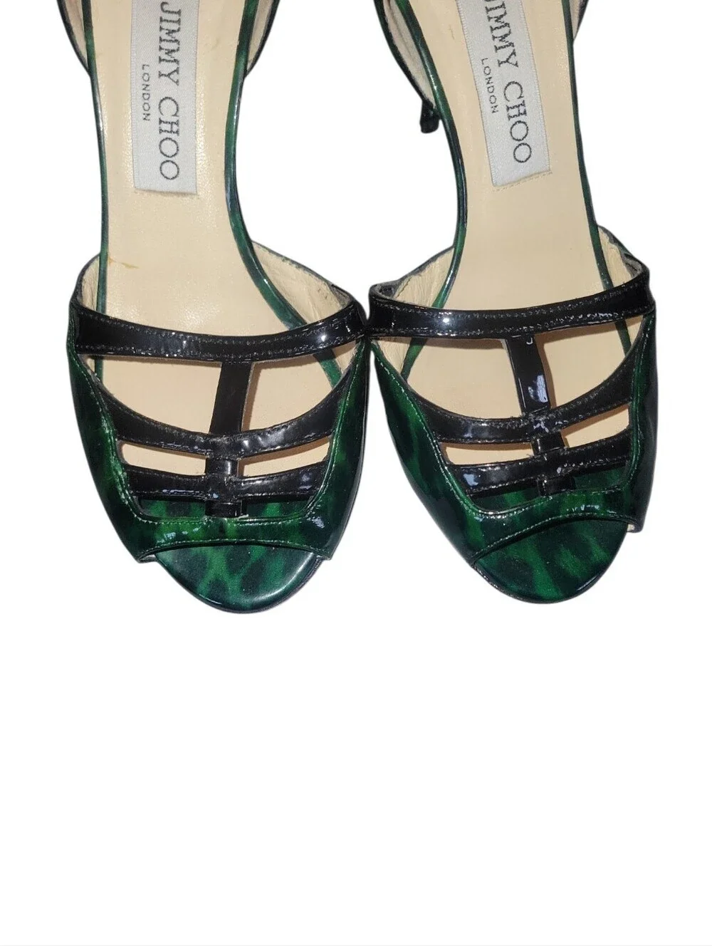 Jimmy Choo Green and Black Patent Leather  D'Orsay 3.5